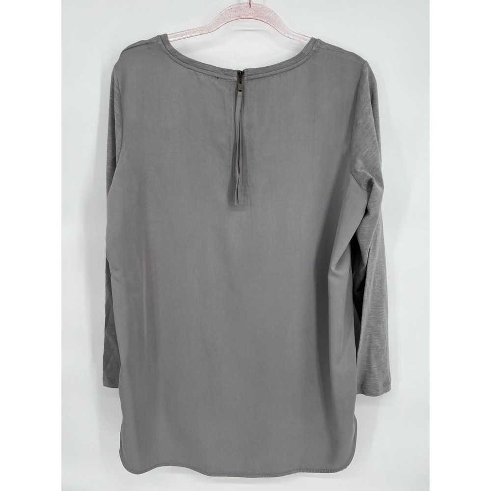 Tribal Long Sleeve Top Back Zip Detail Casual Everyday Gray Size L - Picture 4 of 11